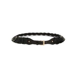 MARTINA MORI Black Made In Italy Leather Woven Belt